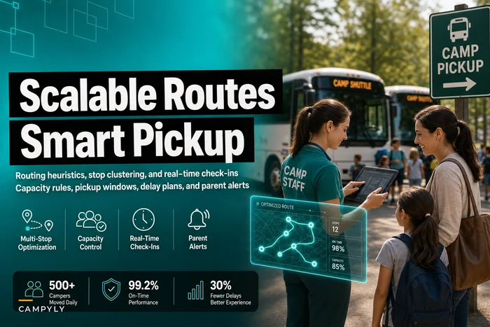 Don’t overload routes: scalable multi‑stop camp bus routing and pickup rules