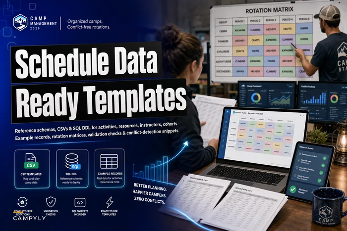 Schedule data model & ready templates for conflict‑free activity rotations (CSV, SQL DDL & example records)