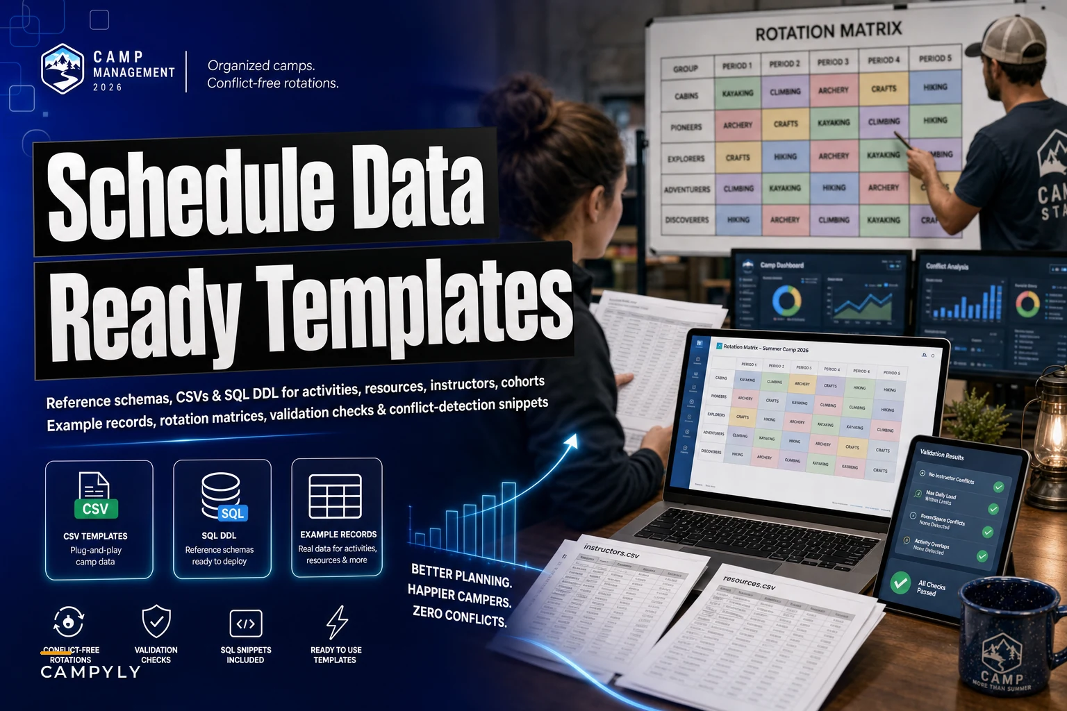Schedule data model & ready templates for conflict‑free activity rotations (CSV, SQL DDL & example records)