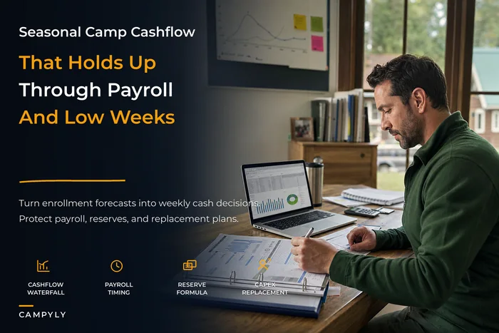 Seasonal camp finance framework for predictable cashflow and reserves