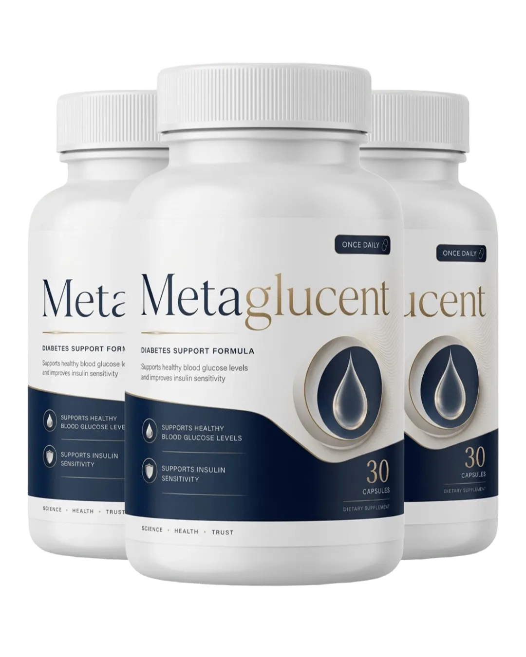 MetaGlucent daily blood sugar support capsules bottle with natural plant-based ingredients
