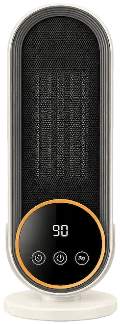 Front studio view of Heatomi with the display reading 90 and three touch keys below it