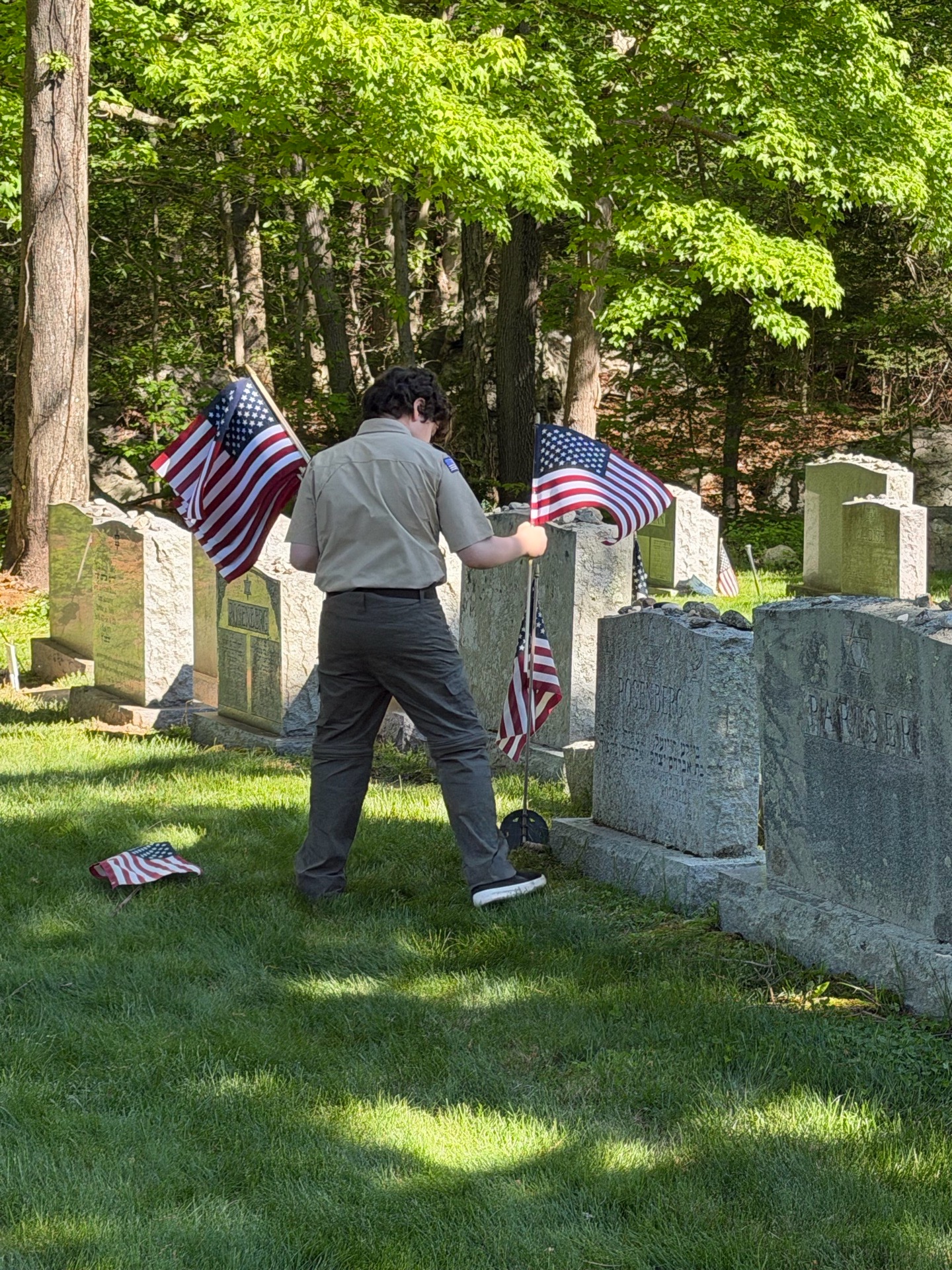 Veterans Flag Placement at Cemetery photo