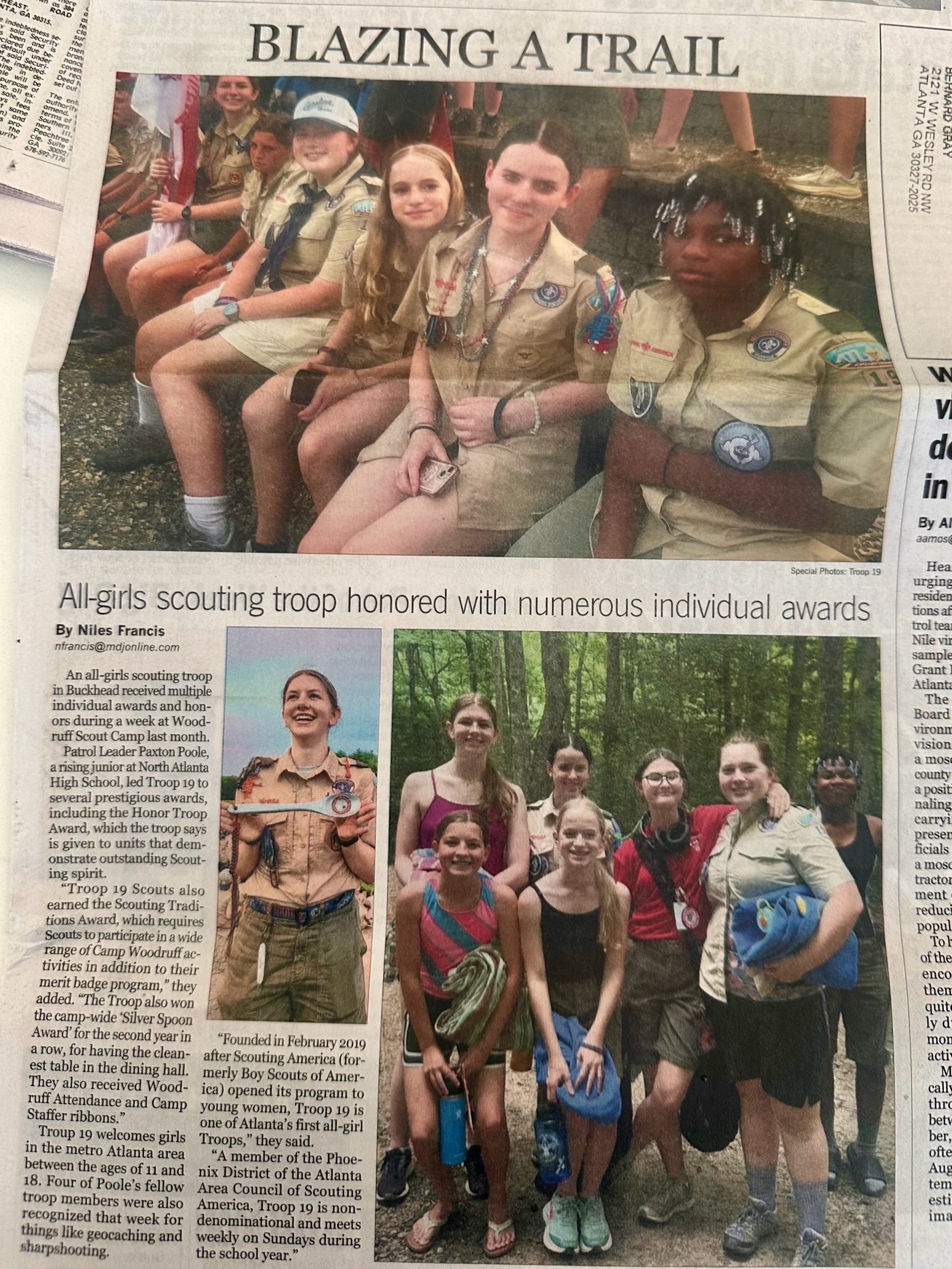 Troop Celebrated In Local Paper! photo