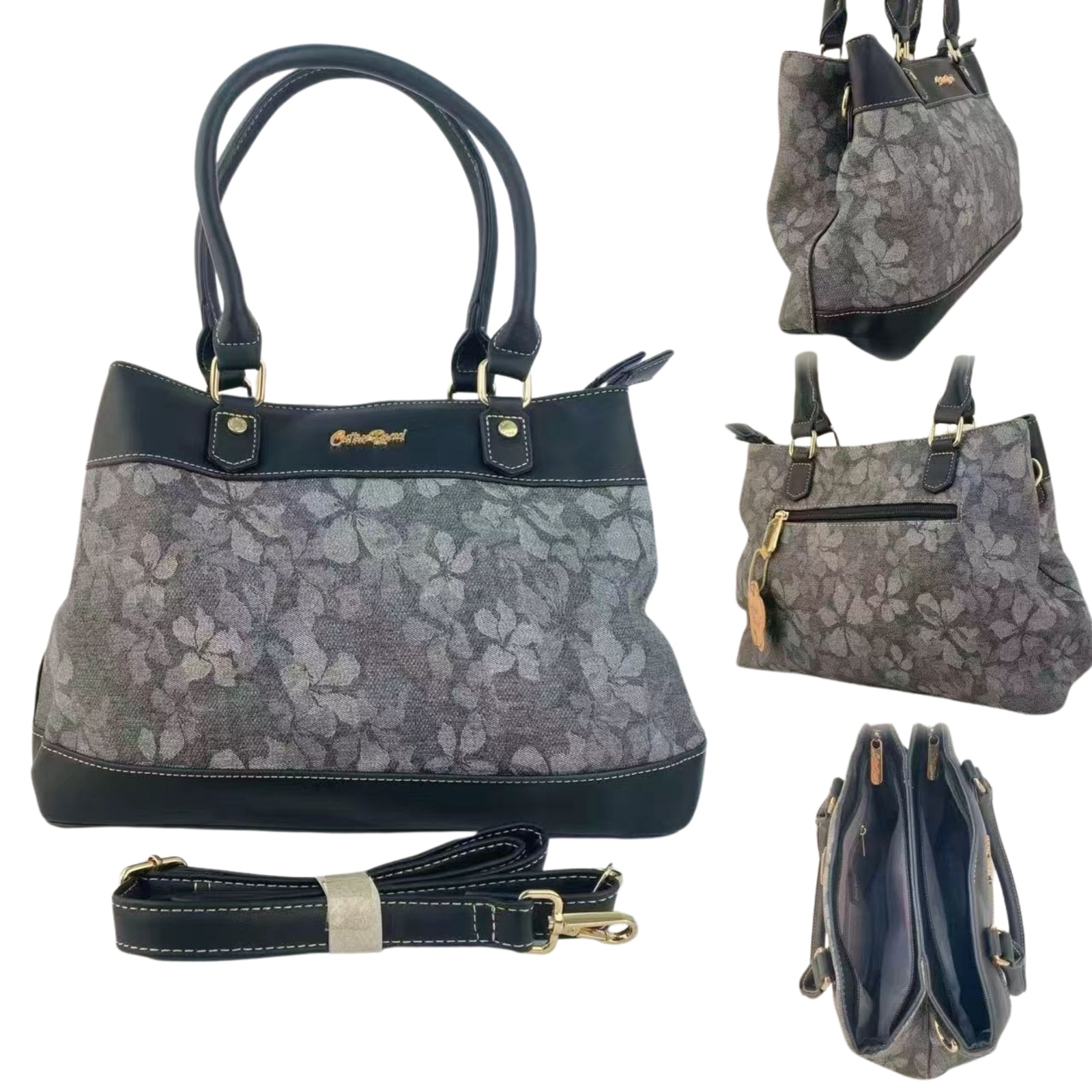 Cotton Road Floral Print Shoulder Bag — Khaki