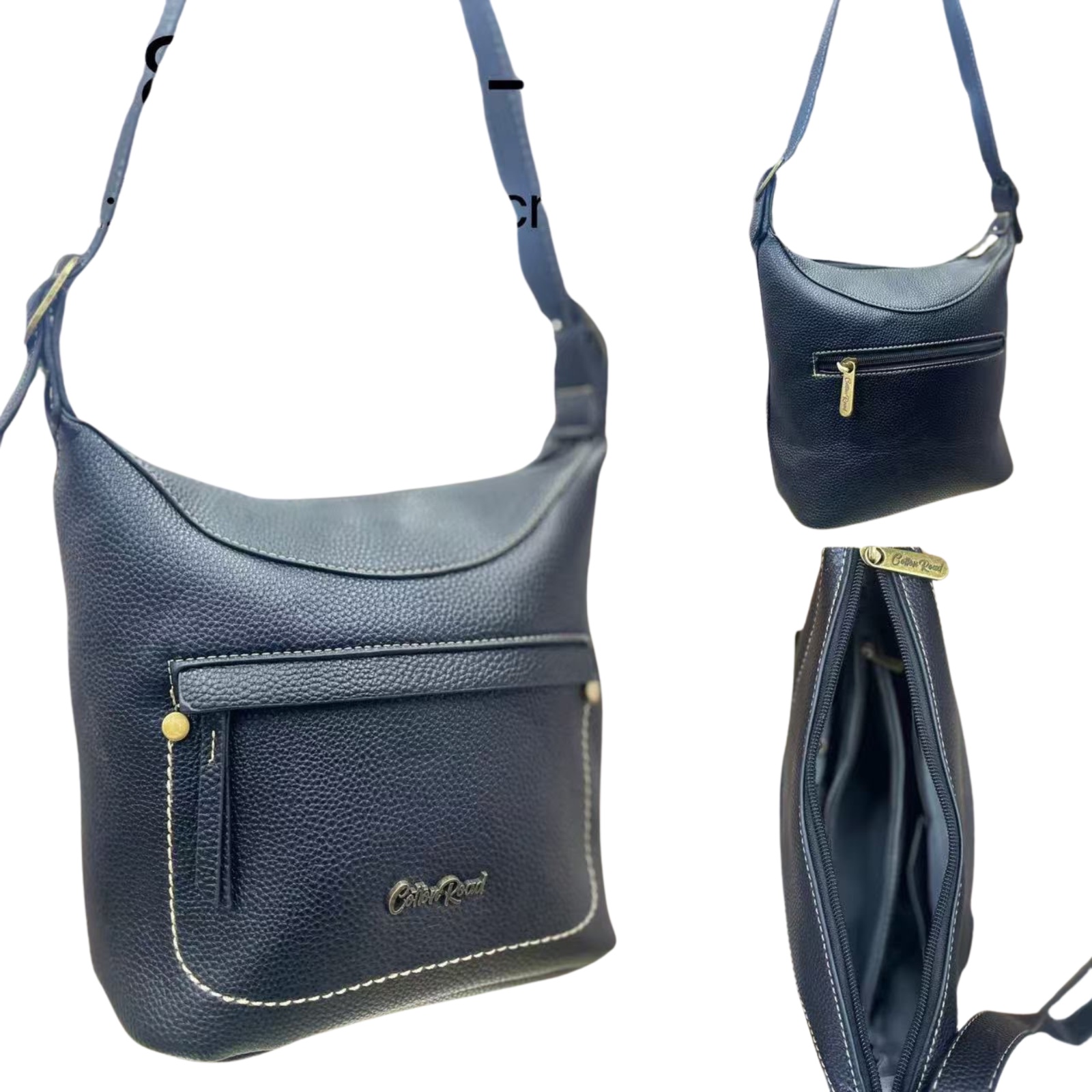 Cotton Road Pebbled Crossbody Sling Bag — Black