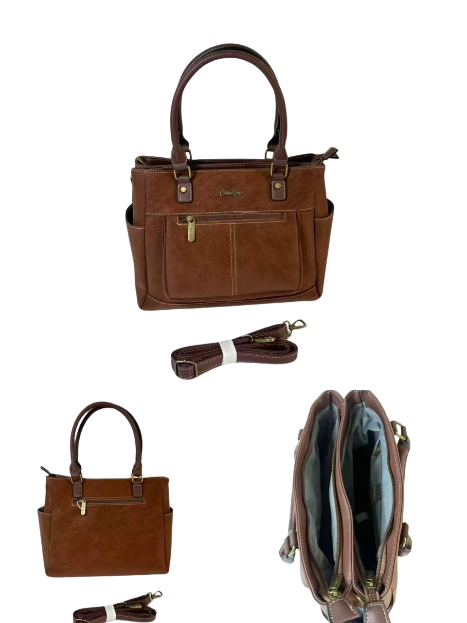Cotton Road Structured Tan Shoulder Handbag — Black