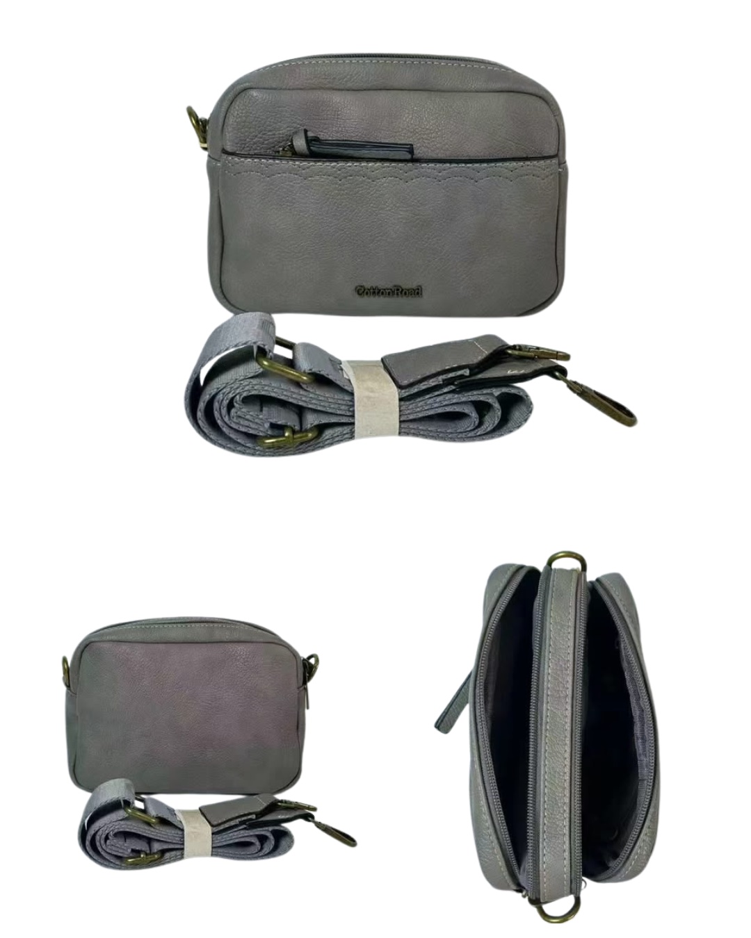 Cotton Road Grey Crossbody Sling Bag — Black