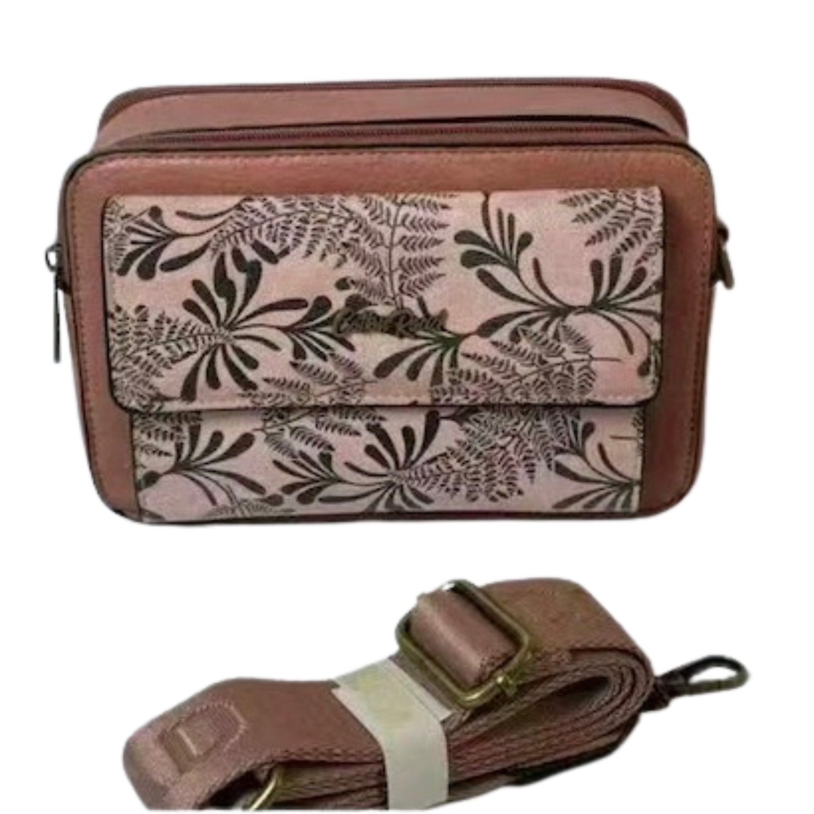 Cotton Road Fern Print Crossbody Bag — Pink