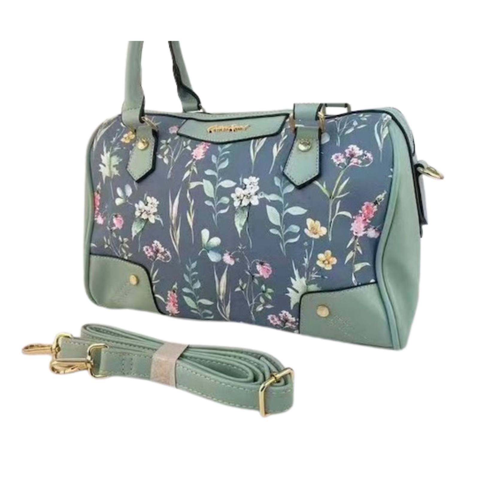 Cotton Road Floral Print Boston Handbag — Green