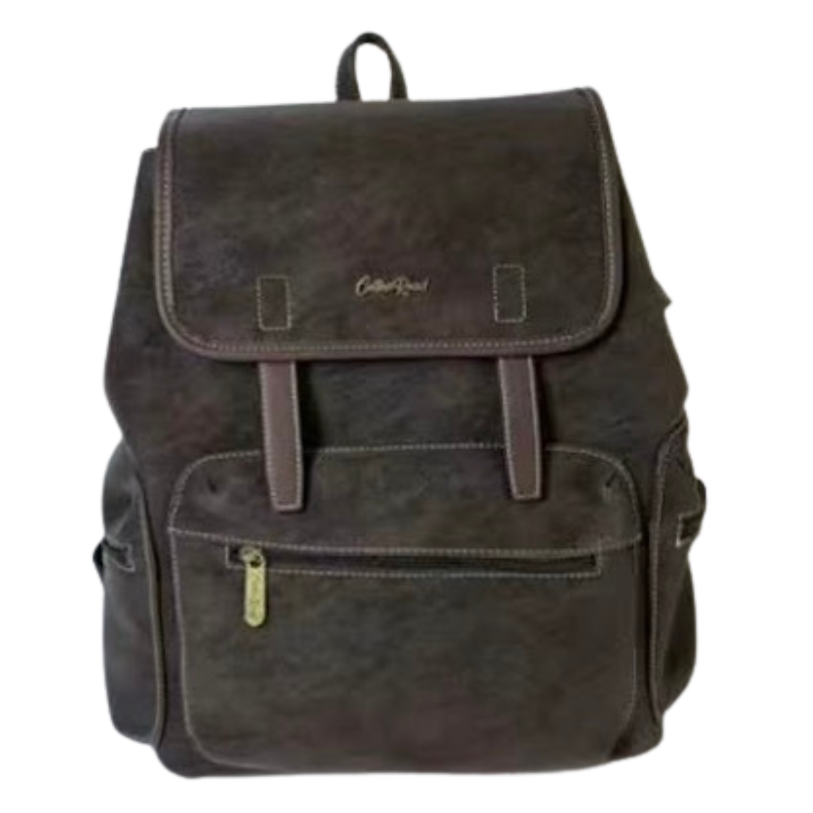 Cotton Road Vintage Flap-Over Cargo Backpack — Dark Coffee