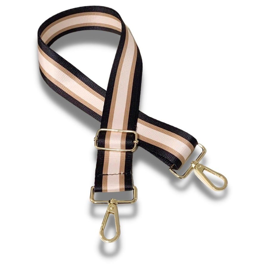 Bag Strap - Black and Beige Stripe
