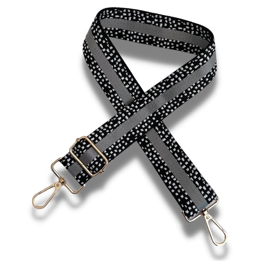 Bag Strap - Black and White Dalmatian Dot —