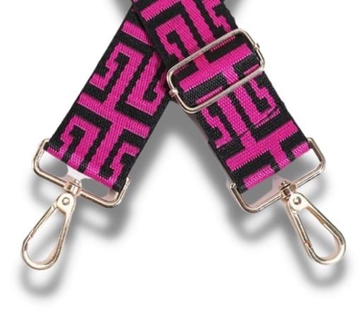 Bag Strap - Magenta Pink Geometric Stripe —