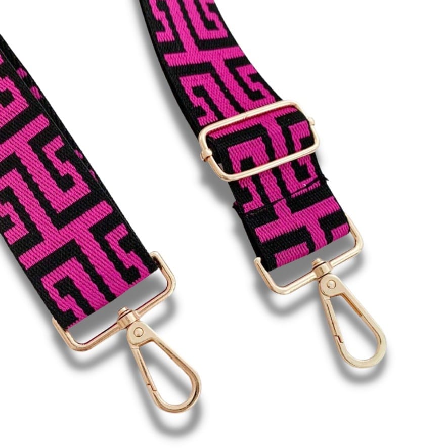Bag Strap - Magenta Pink Geometric Stripe —
