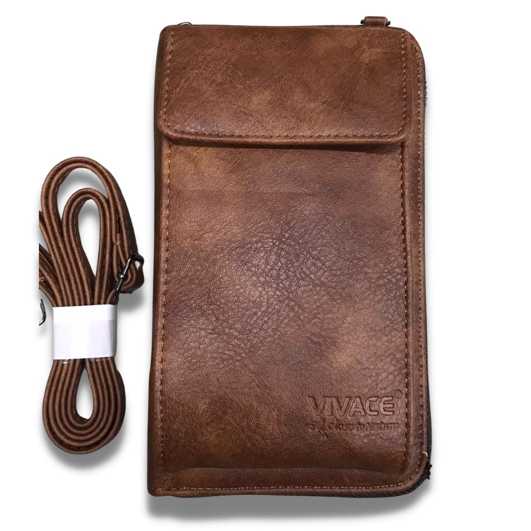 Vivace Cellphone Wallet with Strap - Brown — Brown