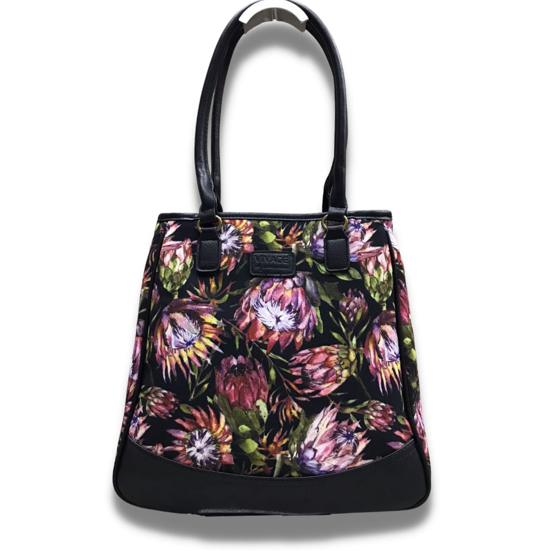 Vivace Protea Structured Handbag — Black