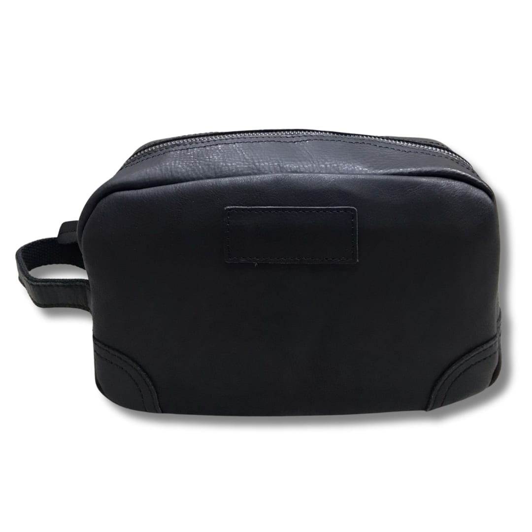 Vivace Genuine Leather Men's Toiletry Bag — Black