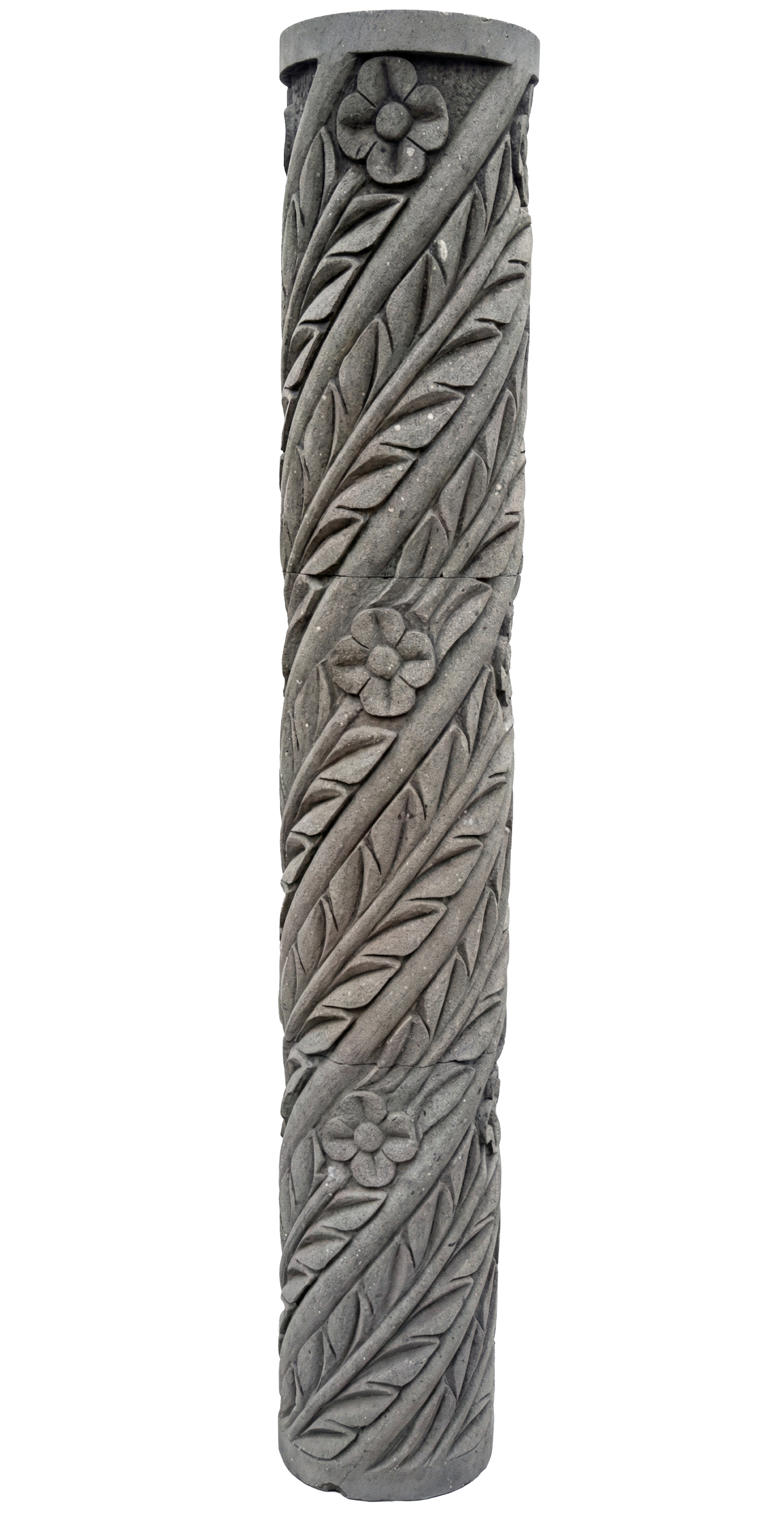 Columna Corintia de Cantera con Tallado Floral en Espiral