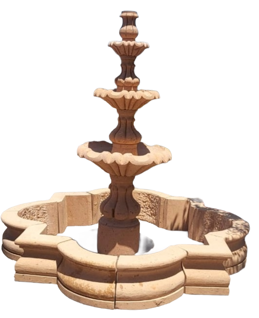 Fuente de Cantera Estilo Hacienda con Redondel por Piezas