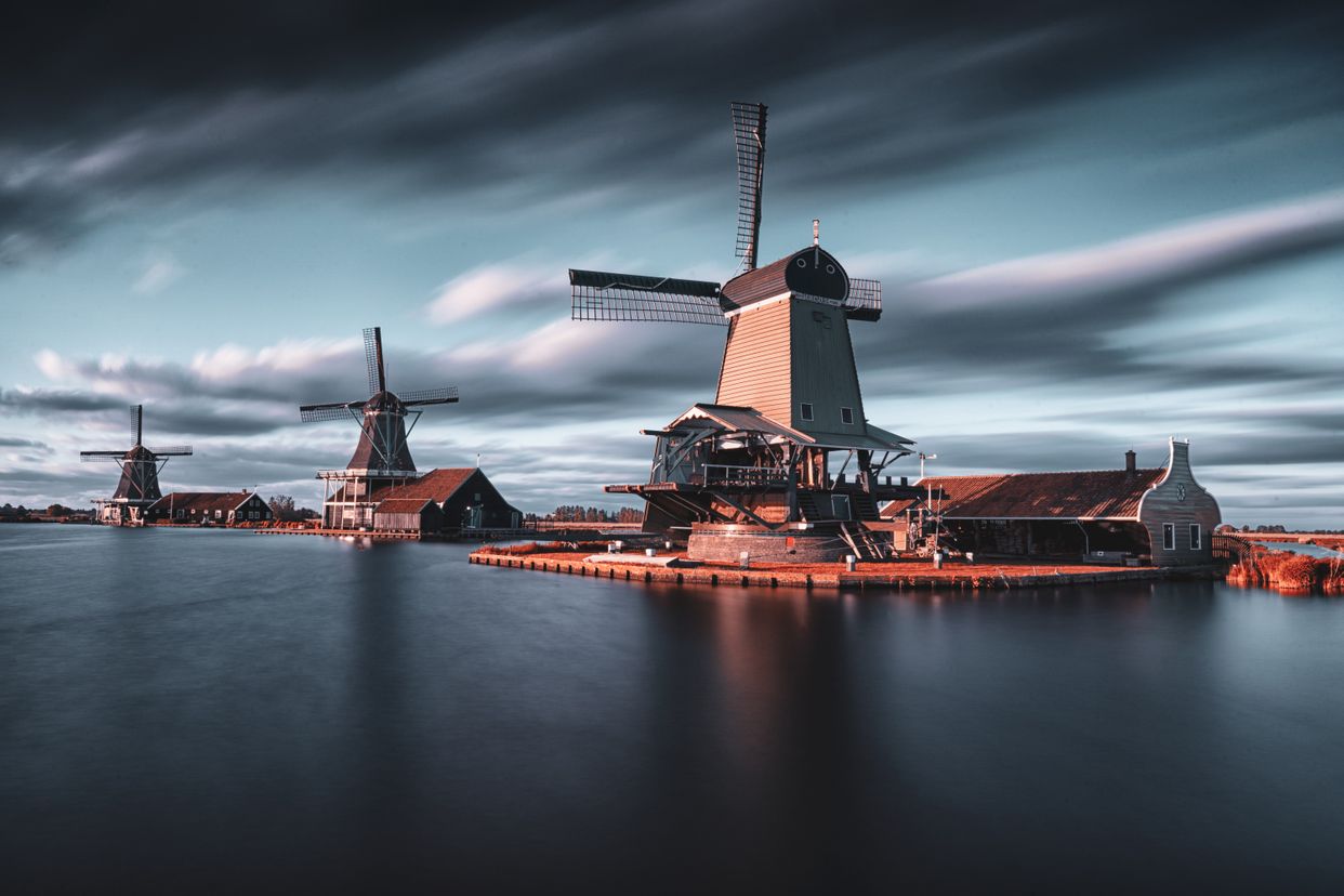 View of Zaanse Schans Windmills