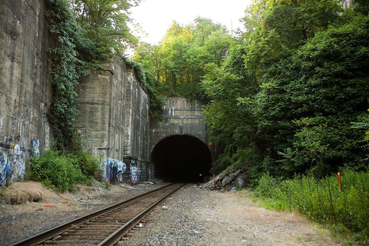 Eastern portal of the Long Dock Tunnel