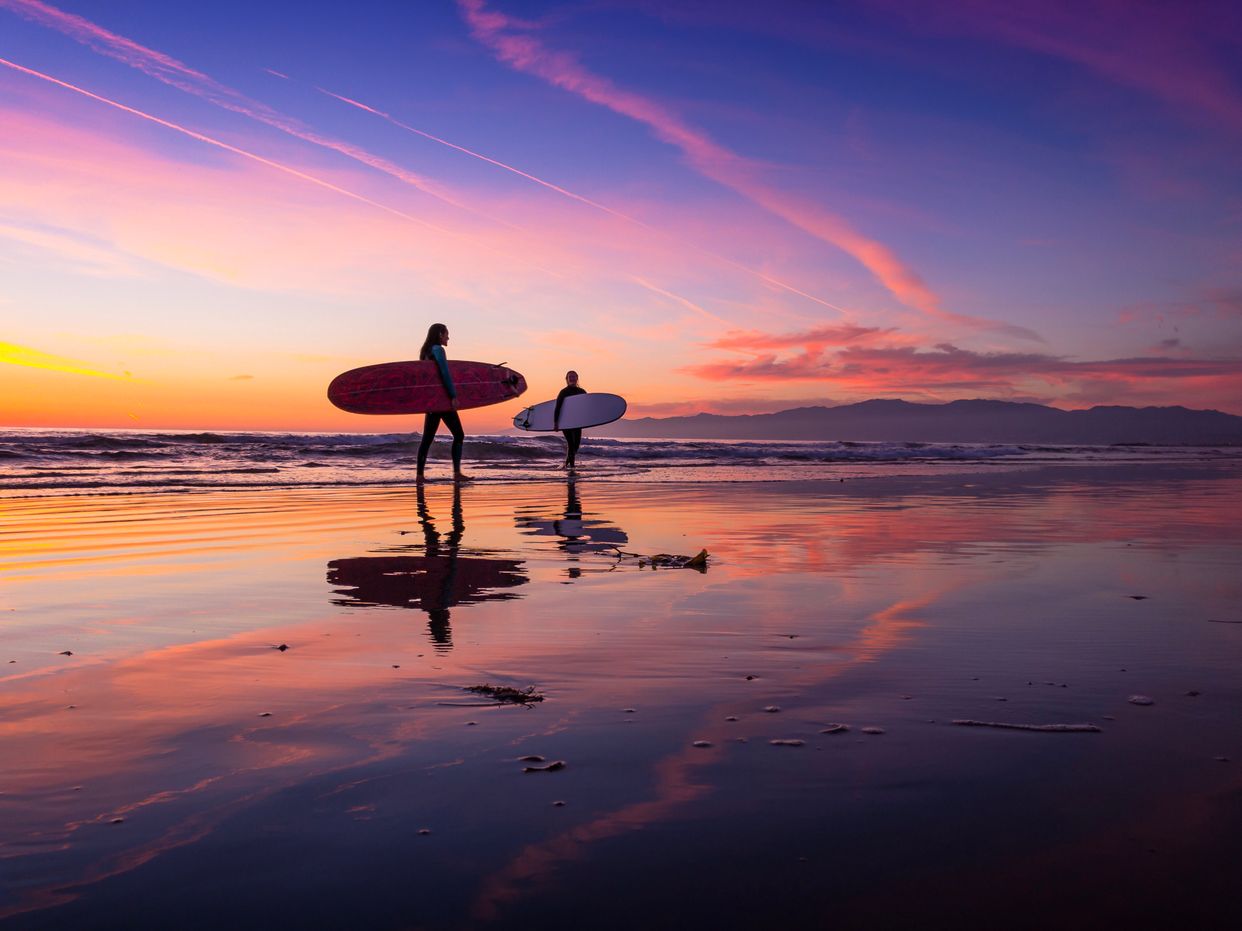 Surfers Reflection on Venice Beach