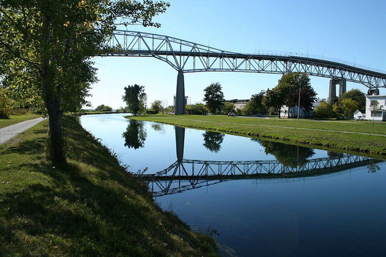 View of the Bridge Along Cornwall Canal