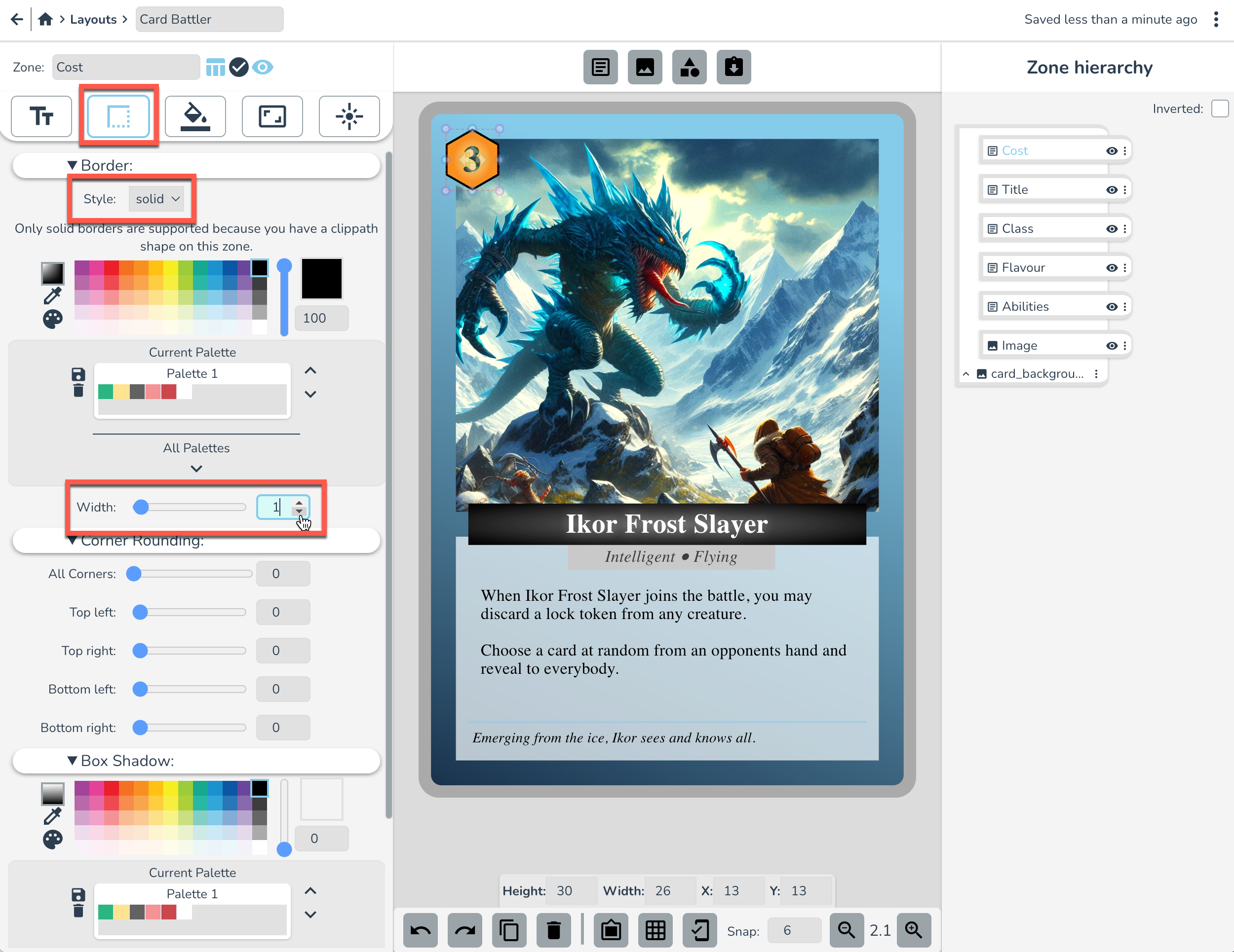 Cost Border Settings