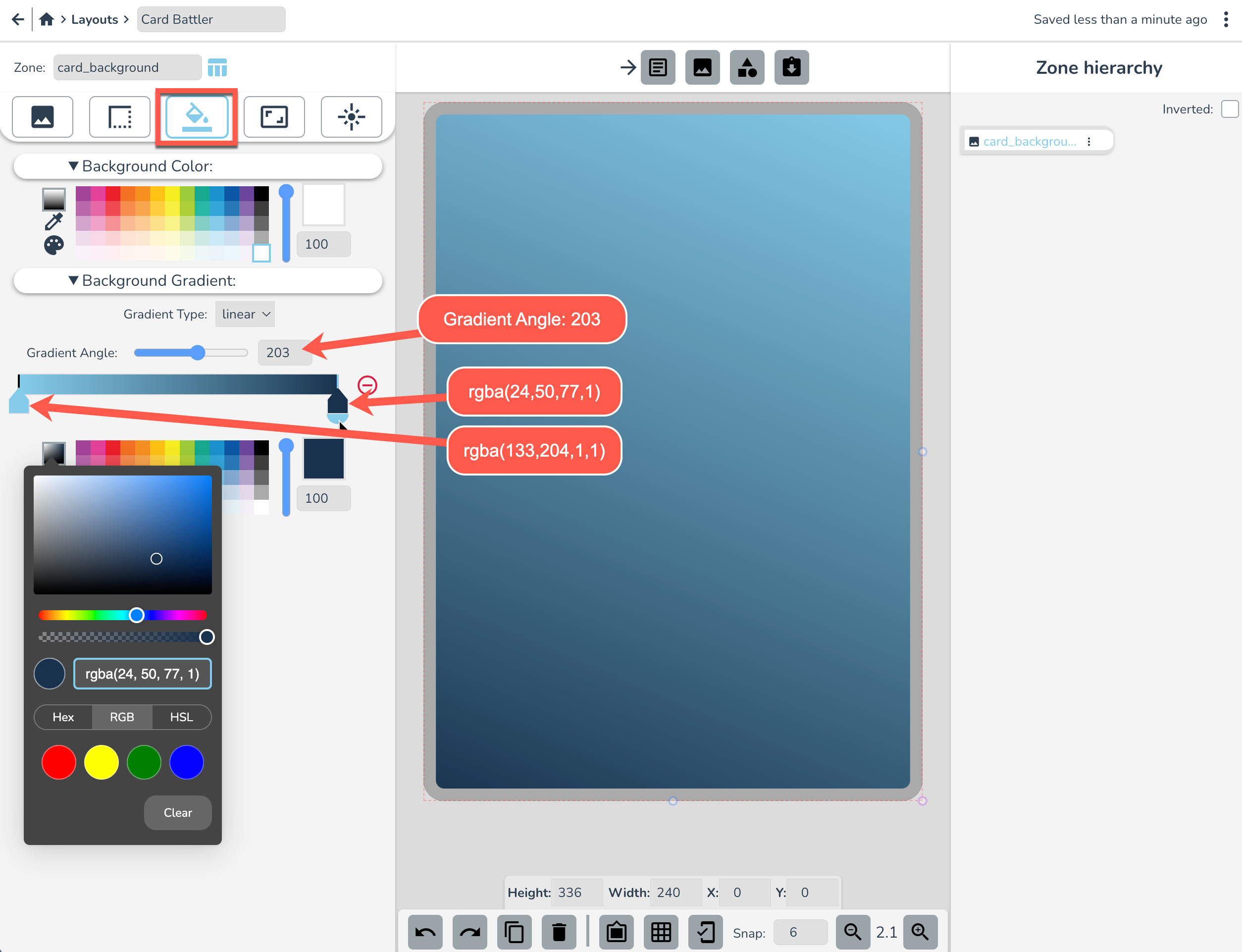 Background Gradient Settings