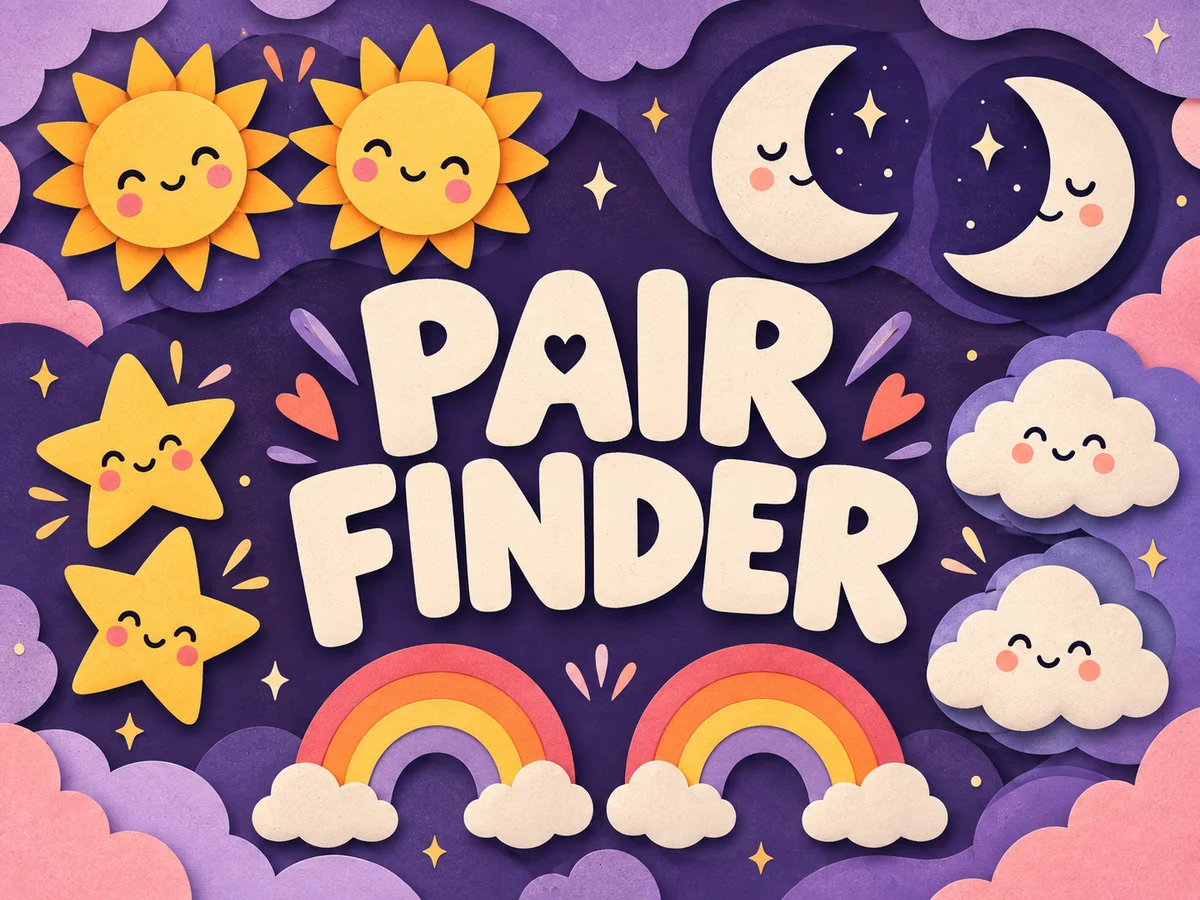 Bright paired sun, moon, star, cloud and rainbow illustrations on a playful coral and lavender cover.