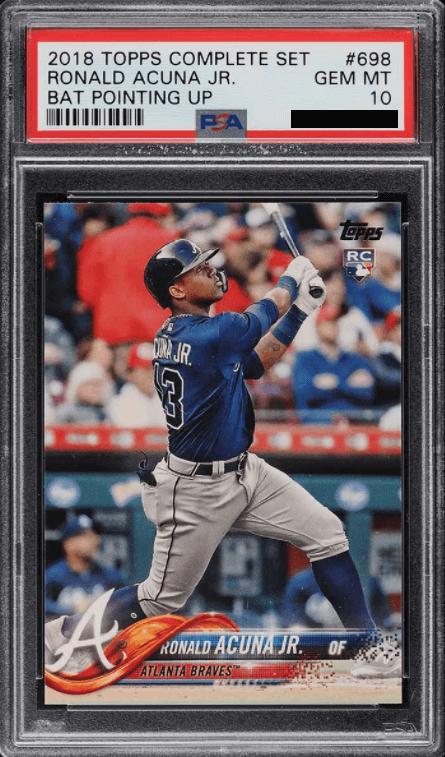 2018 Topps Complete Set Ronald Acuna Jr. Bat Pointing Up #698 PSA 10