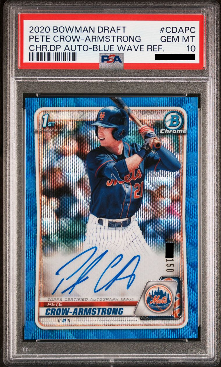Pete Crow-Armstrong [Chrome Draft Picks Autographs Blue Wave Refractor /150]