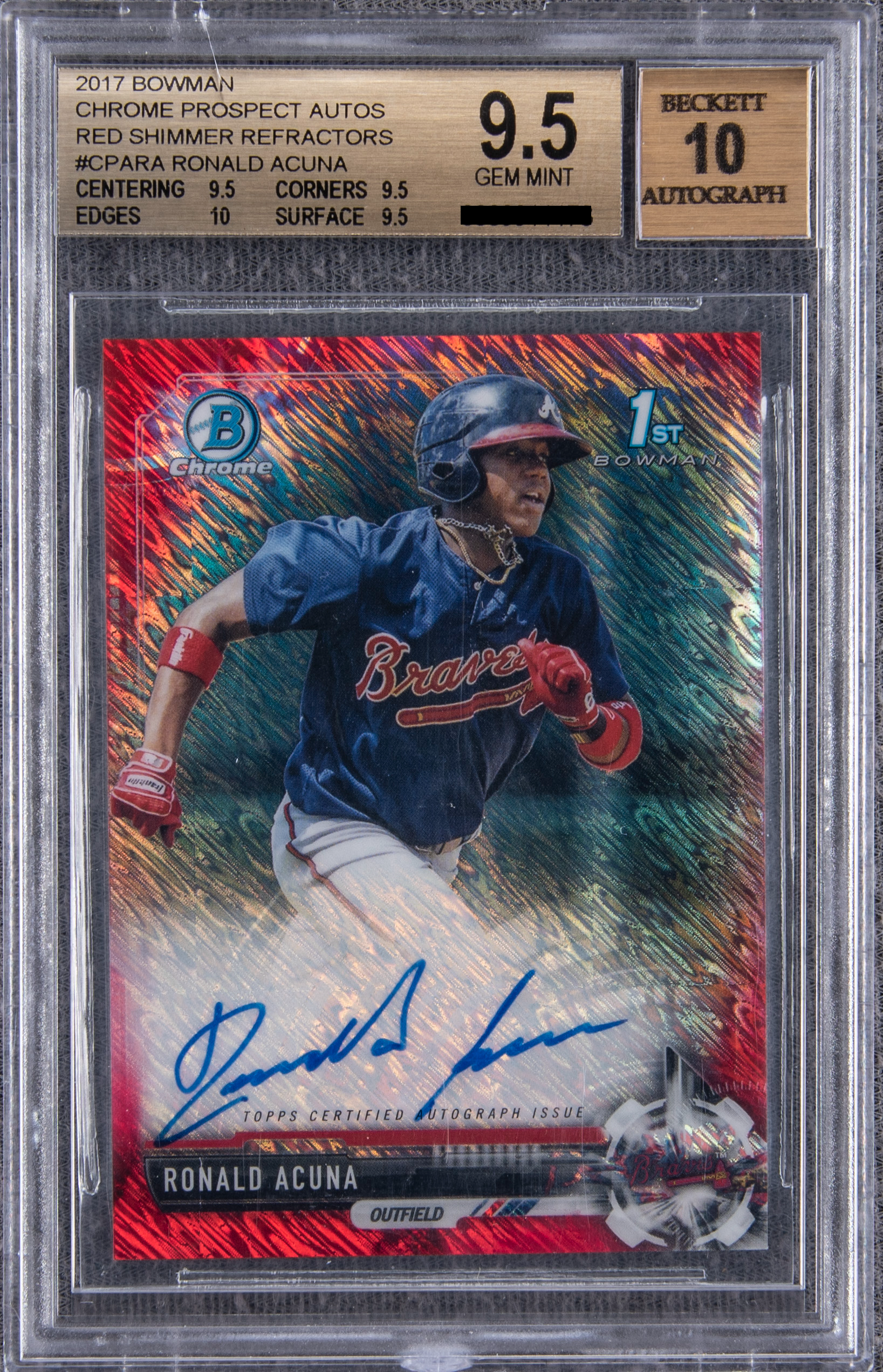 Ronald Acuna Jr. [Chrome Prospect Autographs Red Shimmer /5]