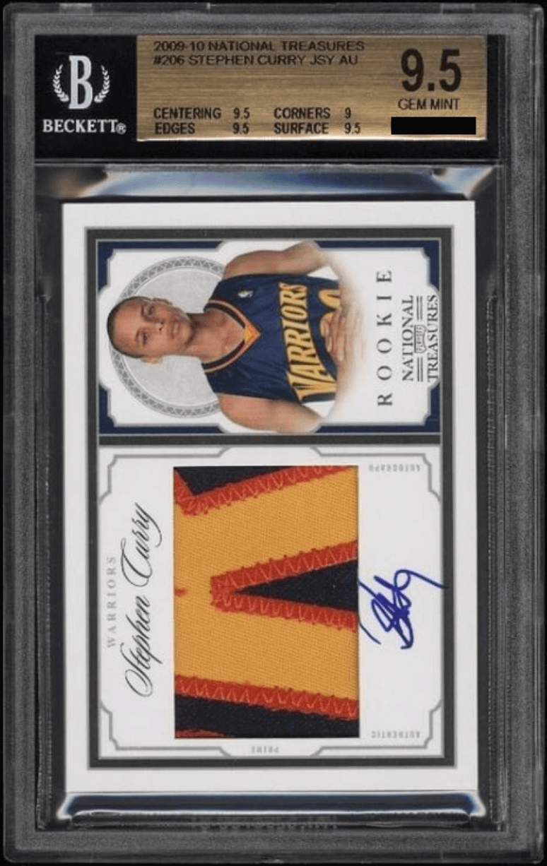 Steph Curry 2009 National Treasures Stephen Curry Rookie Patch Autograph (RPA) /99 #206 BGS 9.5/Auto 10 card from Card Ladder