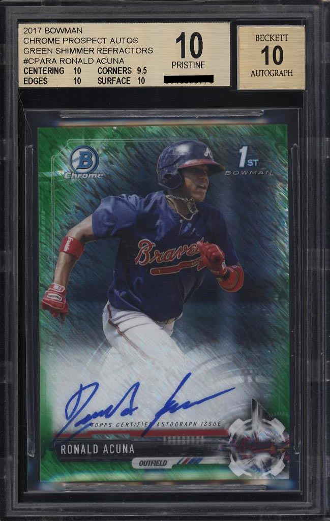 Ronald Acuna Jr. [Chrome Prospect Autographs Green Shimmer /99]
