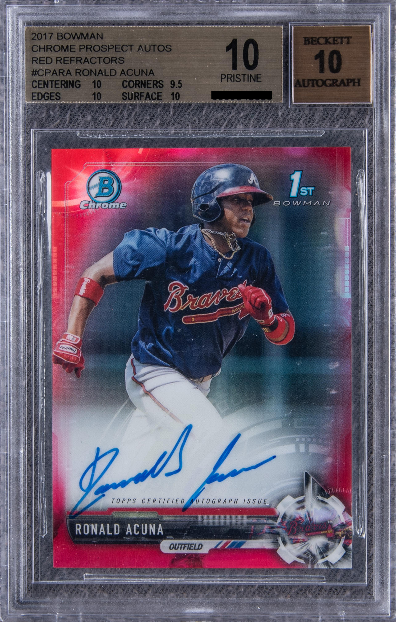 Ronald Acuna Jr. [Chrome Prospect Autographs Red Refractor /5]