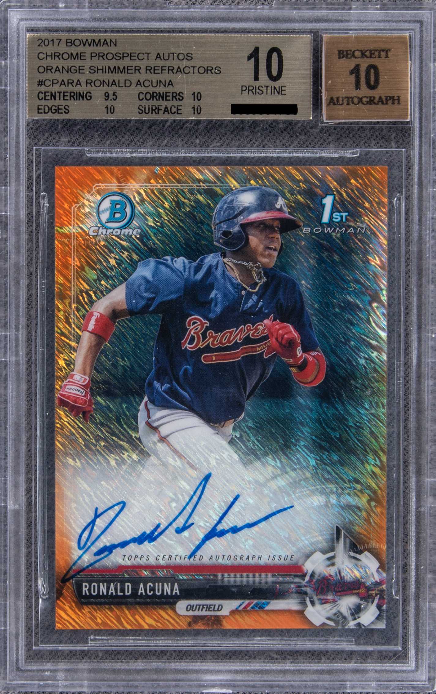 Ronald Acuna Jr. [Chrome Prospect Autographs Orange Shimmer /25]