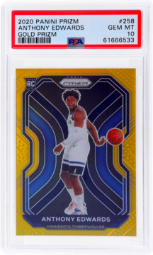 Anthony Edwards 2020 Panini Prizm Gold Prizm Anthony Edwards #258 /10 PSA 10 card from Card Ladder