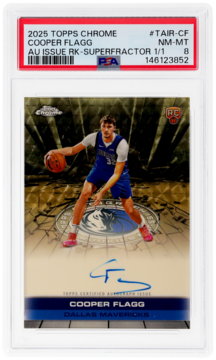 Cooper Flagg 2025 Topps Chrome Autograph Issue Superfractor Cooper Flagg #TAIR-CF /1 PSA 8 card from Card Ladder