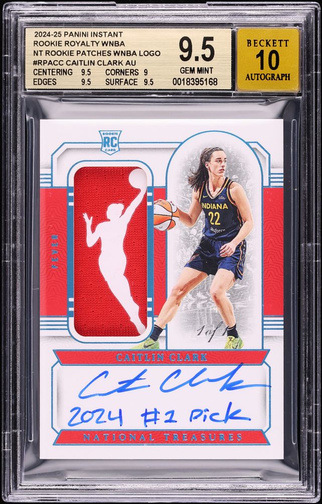 Caitlin Clark National Treasures rookie Logowoman patch autograph card from Card Ladder