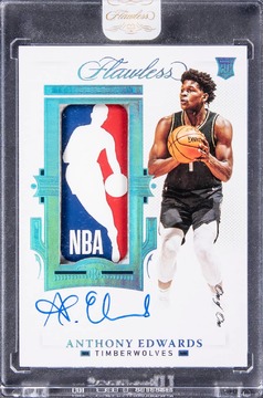 Anthony Edwards 2020-21 Panini Flawless Logoman Autographs #LMA-ANT Anthony Edwards Signed Patch Rookie Card (#1/1) – Panini Encased card from Card Ladder