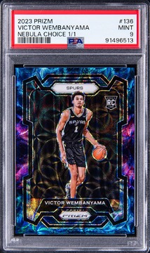 Victor Wembanyama 2023-24 Panini Prizm Nebula Choice Prizm #136 Victor Wembanyama Rookie Card (#1/1) - Jersey Number - PSA MINT 9 card from Card Ladder