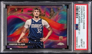 Cooper Flagg 2025-26 Topps Chrome Helix SuperFractor #H-11 Cooper Flagg Rookie Card (#1/1) - PSA GEM MT 10 card from Card Ladder