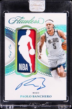 Paolo Banchero 2024-25 Panini Flawless Logoman Autographs #LGA-PBA Paolo Banchero Signed Logoman Patch Card (#1/1) - Panini Encased card from Card Ladder