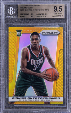 Giannis Antetokounmpo 2013-14 Panini Prizms Gold #290 Giannis Antetokounmpo Rookie Card (#02/10) - BGS GEM MINT 9.5 card from Card Ladder