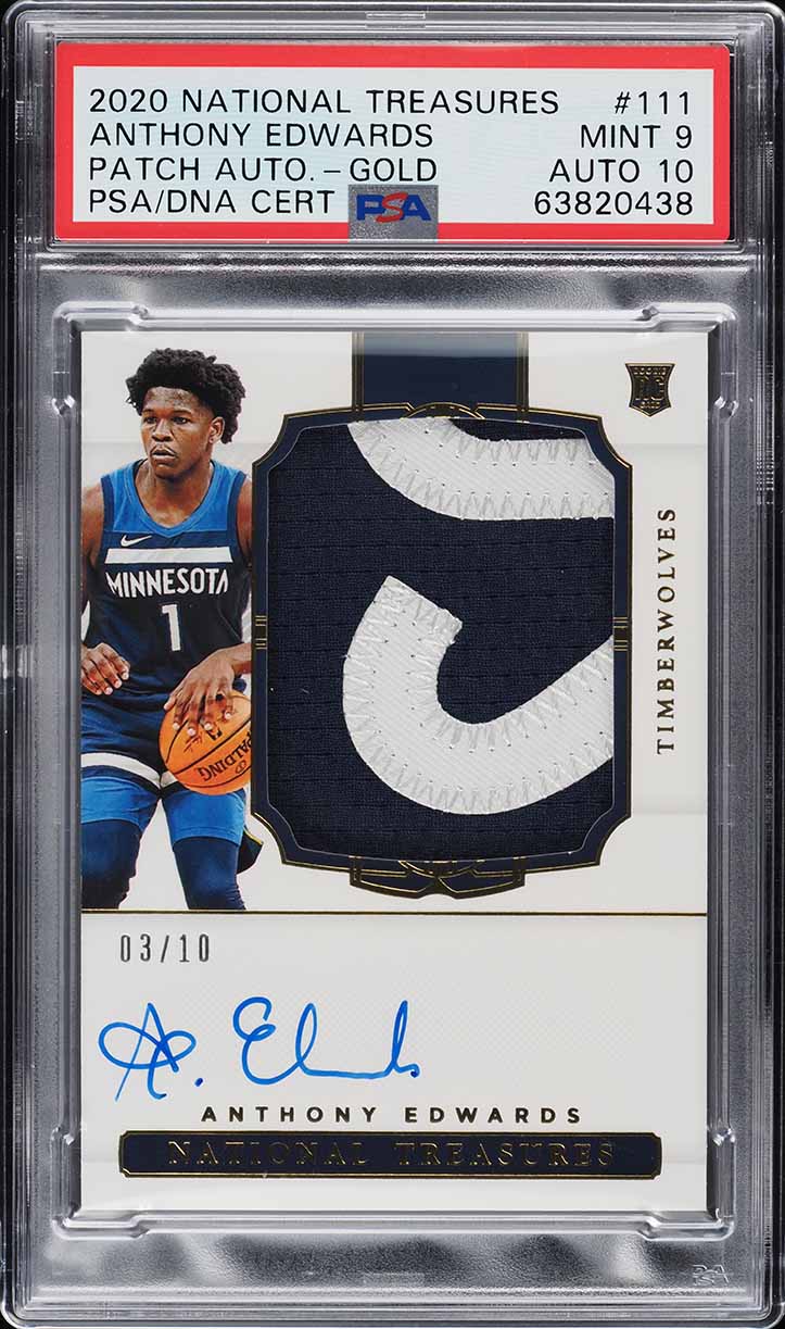 Anthony Edwards 2020 National Treasures Gold Anthony Edwards RC PATCH AUTO DNA 10 /10 PSA 9 card from Card Ladder