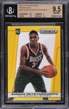 Giannis Antetokounmpo 2013 Panini Prizm Gold Prizms Giannis Antetokounmpo ROOKIE /10 #290 BGS 9.5 card from Card Ladder