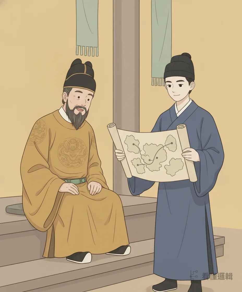 在燕國苦等一年多才獲召見。他獻上「合縱」之策——聯合六國之力共抗強秦，燕王聽了大為讚許。