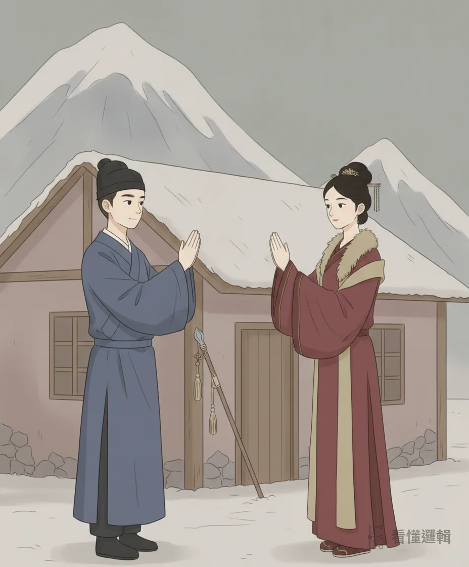 兩人同樣身逢國難，惺惺相惜、暗生情愫；但朱弁為守住使臣的氣節，只與公主結為義兄妹，以保清白。這一守，就守了十六年，不怨不嘆。